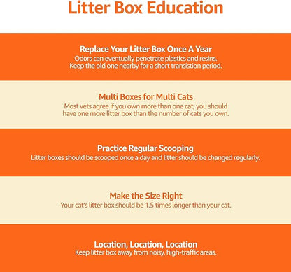 Amazon Basics No-Mess Hooded Enclosed Cat Litter Box, Large, Multicolor, 24 in x 18 in x 17 in