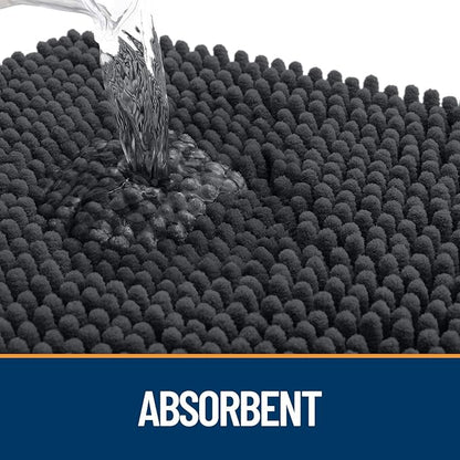 OLANLY Dog Door Mat Set 2-Piece 36x24, Absorbs Moisture and Dirt, Absorbent Non-Slip Washable Doormat, Quick Dry Chenille Mud Mat for Dogs, Entry Indoor Entryway Carpet for Inside Floor, Dark Grey