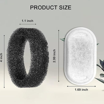 Cat Water Fountain Filters for 108/3.2L& 67oz/2L Stainless Steel Pet Water Dispenser,16 Cat Fountain Filter Replacement with 16 Sponges (16 Filters&16 Sponges)