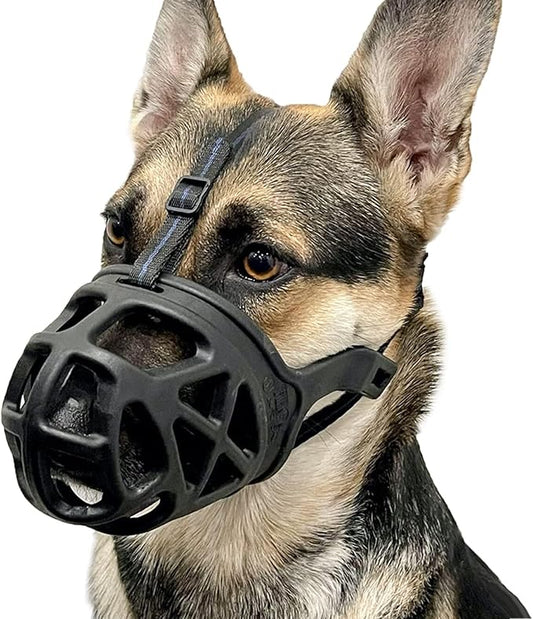 BARKLESS Dog Muzzle, Basket Muzzle for Biting, Chewing and Scavenging, Humane Cage Mouth Cover, Perfect for Grooming and Training Large Aggressive Reactive Dogs (XL, Black)