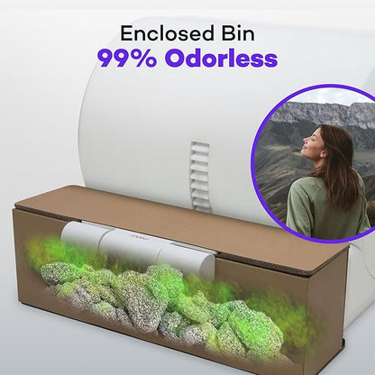(Upgraded) Popur X5 Self Cleaning Cat Litter Box - Unique Open Top Split System - Automatic Litter Scooping Robot, Odor-Seal, 24 Inch Tray, 30-Day Capacity, 33 lbs. Load, 99% Leakproof (Cardboard Bin)