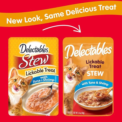 Hartz Delectables Stew Lickable Wet Cat Treats for Adult & Senior Cats, Tuna & Shrimp, 12 Count, 1.4 Ounce (Pack of 12)