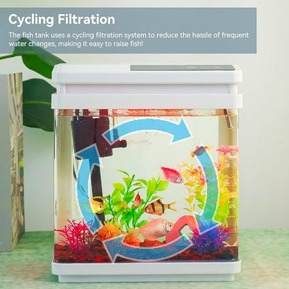 Beginner Betta Fish Tank Aquarium kit Intelligent Timed Shutdown, Seven LED Lights, Adjustable Brightness, High-Transparency Glass, Efficient Filtration
