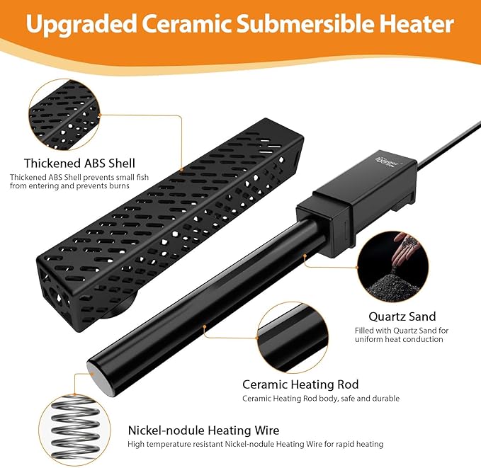 hygger Upgrade Ceramic Aquarium Heater, 100W Digital Fish Tank Heater with Automatic Power-Off and Over-Temperature Protection, Energy Saving Submersible Aquarium Heater for Freshwater and Saltwater
