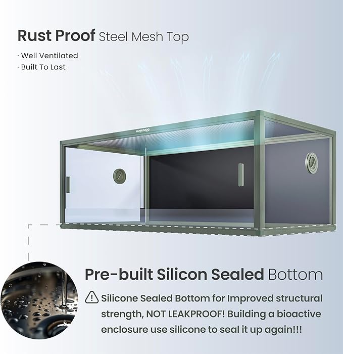85 Gallon Reptile Tank, Front Opening Snake Tank for Easy Maintenance, Reptile Enclosure with Top Screen Ventilation 48''x24''x18''