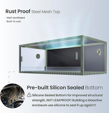 85 Gallon Reptile Tank, Front Opening Snake Tank for Easy Maintenance, Reptile Enclosure with Top Screen Ventilation 48''x24''x18''