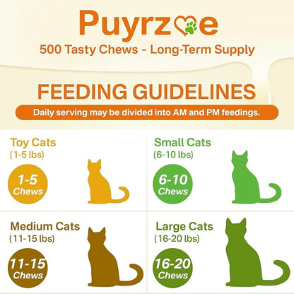 Cat Multivitamin - 500 Chews Crunchy & Creamy Cheese Core, Cat Vitamins + Taurine for 8-in-1 Support - Immune, Urinary, Heart, Skin & Coat, Eyes, Brain, Bone for Cats Kittens - Egg Yolk Flavor