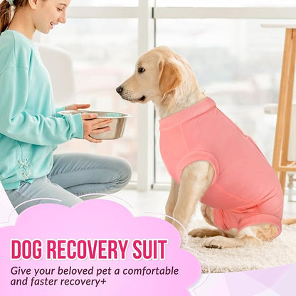 Lukovee Recovery Suit for Dogs, Onesie Surgery Recovery Suit for Female Male Dogs, Abdominal Wounds Cone E-Collar Alternative Prevent Licking Spay Recovery Suit (Peach,XL)