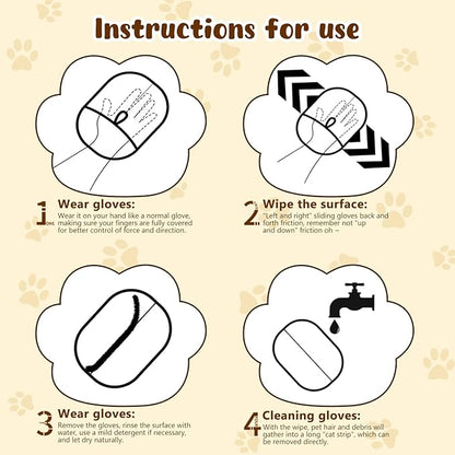 2Pcs Pet Hair Remover Glove,Static Pet Removal Gloves,Cat Grooming Gloves for Hair Removal,Reusable Double Sided Pet Hair Remover,for Couch,Furniture,Carpet,Curtain