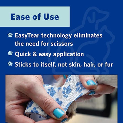 PetFlex No Chew – Flexible Self-Adhering Elastic Bandage for Wound Care – First Aid Wrap for Small Animals Like Dogs, Cats, and Other Pets - 2 inch, 6 Rolls