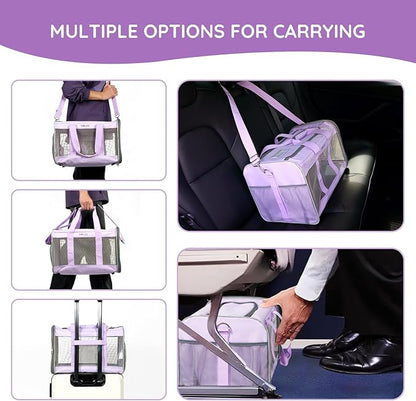BELLA & PAL Cat Carrier Travel Bag, Airline Approved Lightweight Cat Carrier, Soft Sided Pet Carrier for Puppy Dogs Up to 18lbs, Collapsible Kitten Bag with Removable Waterproof Mat, Ventilated Mesh