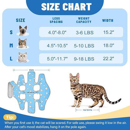 Supet Cat Grooming Hammock, Self-Adhesive Cat Nail Clipper Hammock, Soft Fabric Cat Wrap for Cutting Nails, Quickly Calm Down for Medicine, Teeth Brushing, Ear Cleaning