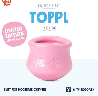 WEST PAW Zogoflex Limited Edition Toppl Treat Dispensing Dog Toy Puzzle – Interactive Chew Toys for Dogs – Dog Toy for Moderate Chewers, Fetch, Catch – Holds Kibble, Treats, Small 3", Bubblegum