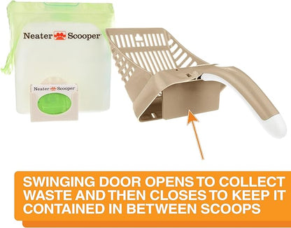 Neater Pet Brands Neater Scooper Standard Cat Litter Scoop, 15 Refill Bags – Mess-Free Cat Litter Scooper with Bag, Spill-Proof Kitty Box Sifter, Bin Doubles as Scoop Holder, For Single-Cat Households