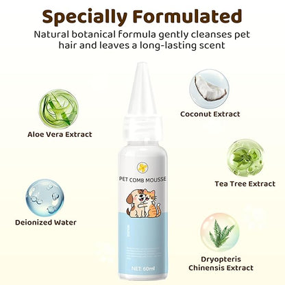 Steam Cat Brush, 6-in-1 Dog Brush Spritz Defur Comb with Pet Waterless Shampoo, Steamy Skin Friendly Deshedding Grooming Tool, Suitable for Shedding & Haired Pets, Pet Supplies Accessories, White