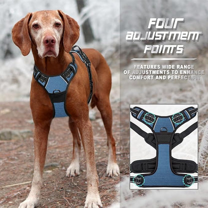 BARKBAY No Pull Dog Harness Front Clip Heavy Duty Reflective Easy Control Handle for Large Dog Walking(Navy,M)