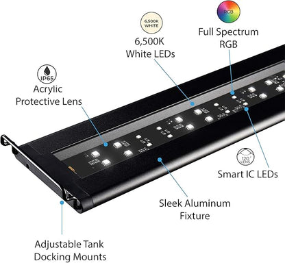 Current USA 72" Inch Satellite Freshwater LED Plus Full Spectrum RGB+W Light for Aquariums | Wireless 24 Hour Remote Control Fish Tank Lighting (4509)