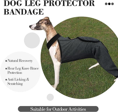 ROZKITCH Dog Surgery Leg Sleeve Rear Legs, Male Female Pet Prevent Licking Wound Elbow Knee Protector, Dog Recovery Suit Cone Collar Alternative Pants Shirt for Wound Heal Wrap Grey S