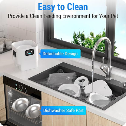 Automatic Cat Feeder with Two HD Camera for 2 Cats: 7L Automatic Dog Feeder with Night Vision & Slow Feed, 5G WiFi Auto Cat Food Dispenser for Multiple Pet, Detachable for Cleaning - 29 Cup