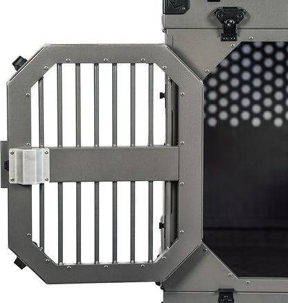 ROCK CREEK CRATES Collapsible Dog Crate: Meticulously Engineered, Durable Aluminum Construction, Non Slip Feet | 10 Year Warranty | Ideal for Indoor & Vehicle Use (Gray, 30 Inch)