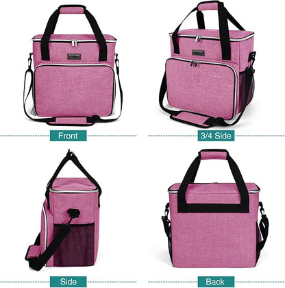 BAGLHER Dog Travel Bag, Pet Travel Bag (ALL Pet Travel Supplies), With 2 Pet Food Containers and 2 Collapsible Silicone Bowls; Essential Kits for Pet Travel Pink