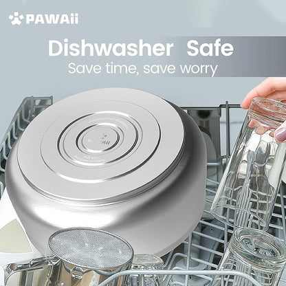 Pawaii Stainless Steel Dog Bowl with Non-Slip Rubber Base & Double Wall Insulation - Durable Design | Includes ID Tag | Dishwasher Safe Food & Water Bowl for All Dogs (68oz)