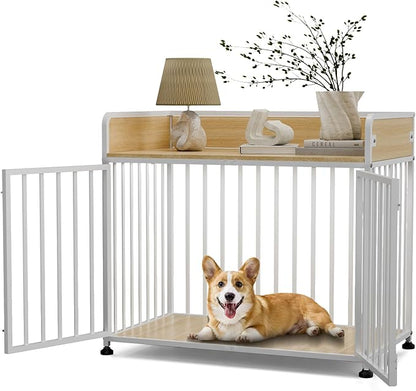 42inch Dog Crate Furniture, Medium Dog Kennel Indoor, Decorative Pet House End Table, Wooden Cage Kennel Indoor, Heavy Duty Dogs Crate Furniture for Large and Medium