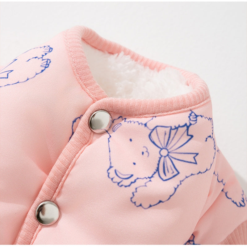 Dog Cotton Coat, Warm And Cute For Autumn And Winter, Fully Printed Bear Four-legged Coat, Small And Medium-sized Bichon Frise Pet Dog Clothes