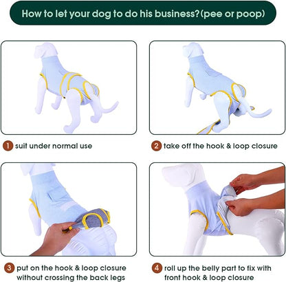 Kuoser Recovery Suit for Dogs Cats After Surgery, Professional Pet Recovery Shirt Dog Abdominal Wounds Bandages, Substitute E-Collar & Cone,Prevent Licking Dog Onesies Pet Surgery Recovery Suit