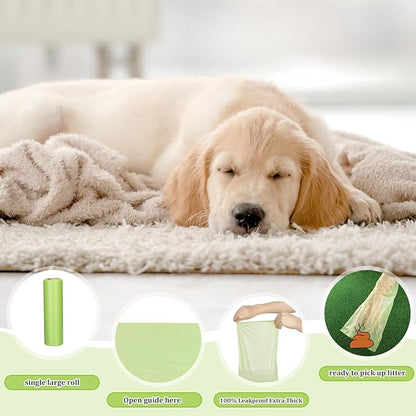 Harloon 6000 Counts Dog Poop Waste Bags 30 Rolls 12 x 8 Inches Extra Thick Strong Leak PET Proof Bags Disposable Bulk Universal Doggy Roll Waste Box for Puppy Outdoor Walking Travel(Green)