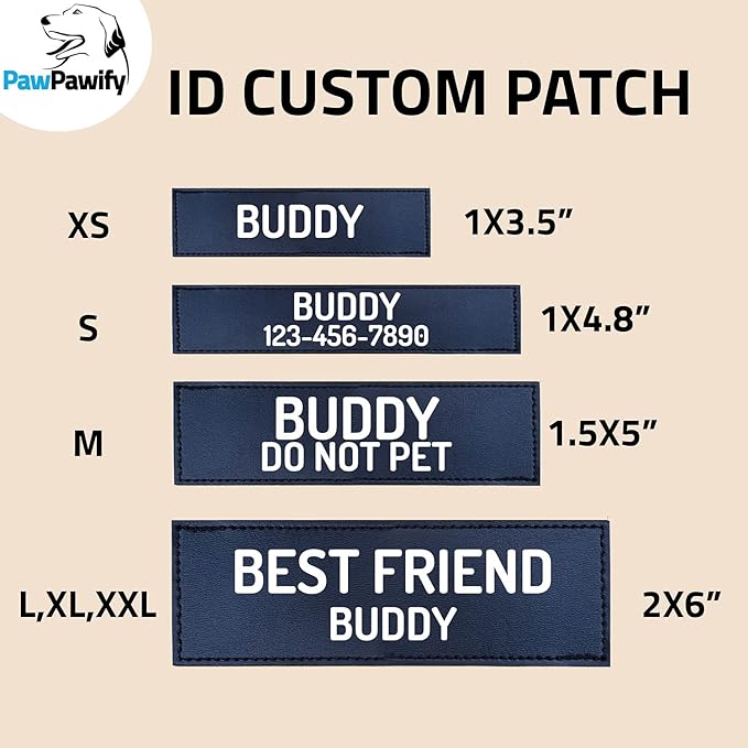 PawPawify Custom No Pull Dog Harness with Name and Phone Number, Heavy Duty Personalized Pet Vest to Prevent Tugging, Pulling, or Choking, Training and Walking (Blue, XS (5-9LBS))