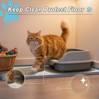 Pee Pad Tray Holder for Dogs, Extra Large Soft Silicone Pet Pad Holder 34" x 22" Pee Pads, Non-Slip High Edge for Leak-Proof Urine, Floor, Cat Litter Mat with Complimentary 6 Clamps