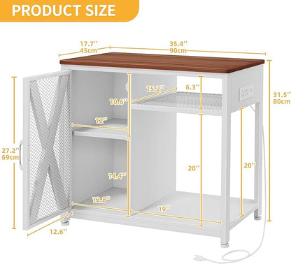 DWVO 40-50 Gallon Aquarium Stand with Power Outlets & LED Light, Cabinet for Fish Tank Accessories Storage - Metal Fish Tank Stand Suitable for Turtle Tank, Reptile Terrarium, 660LBS Capacity, White