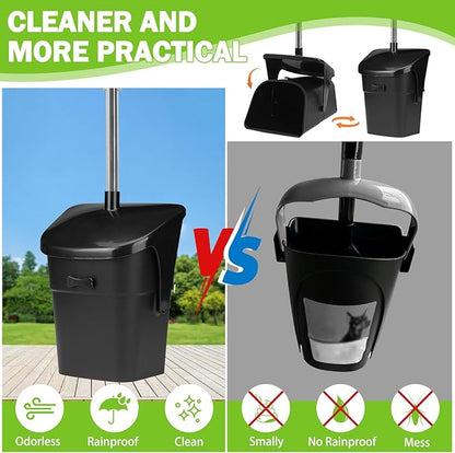 SCENEREAL Dog Pooper Scooper for Yard, Dog Poop Trash Can Outside Swivel Bin Rake Kit for Large Medium Small Dogs with 40 Waste Bags, Extra Long 45" Metal Handle, Portable Heavy Duty Outdoor Scooper