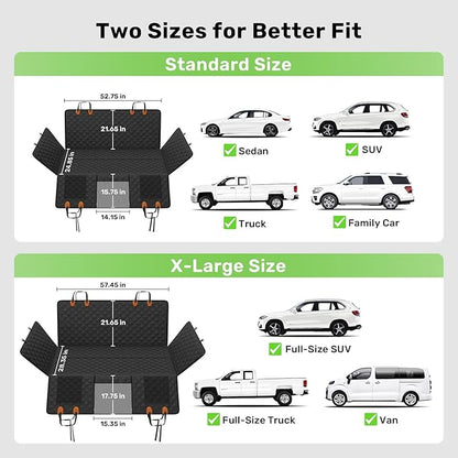 Zanch 2025 Upgraded Dog Car Seat Cover, 400 lbs Heavy Duty Hard Bottom, Waterproof & Anti-Scratch Back Seat Protector, Nonslip Pet Hammock Extender for Large Trucks, SUVs, Vans, XL-Black