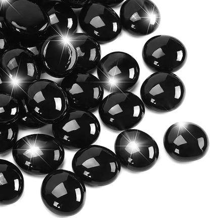 10LB Black Flat Glass Marbles for Vases, Gemstone Beads Vase Filler Decorative Glass Pebbles for Fish Tank, DIY Crafts, Aquarium Decor Rocks