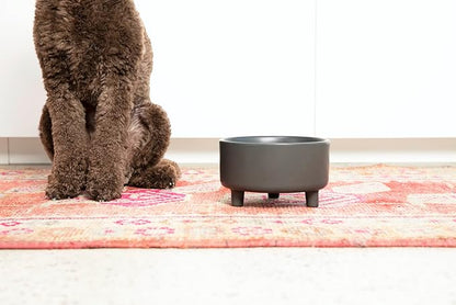 Waggo Uplift Ceramic Dog Bowl for Small Medium and Large Breeds - Heavyweight and Durable Pet Food and Water Dish Crock, Dishwasher Safe, Modern, Elevated Feeder (White, Large)