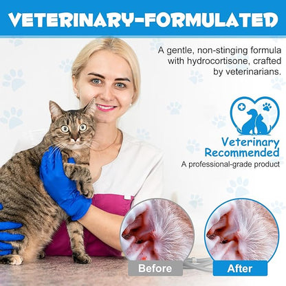 Dog Ear Infection Treatment, Cat & Dog Ear Cleaner for Itchy Relief, Antiseptic,Waxing,Cleansing, Ear Mite Treatment for Dog Cats, Yeast Ears Infection Treatment for Dogs, 2.02fl.oz