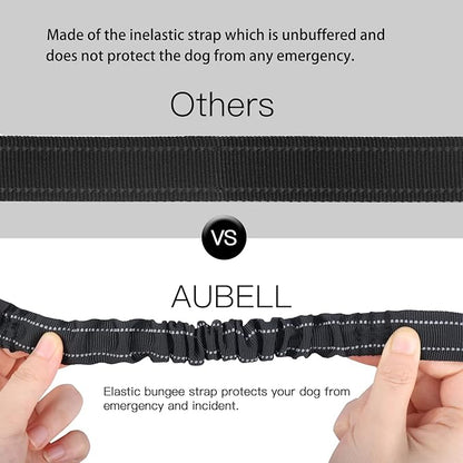 AUBELL Dog Seat Belt for Car,Updated 3-in-1 Adjustable Reflective Bungee Heavy Duty Dog Car Harness Tether with Clip Hook Latch & Buckle,Swivel Zinc Alloy Carabiner,Black