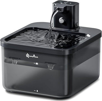 DownyPaws Cat Water Fountain Cordless, 84oz/2.5L Fursink Wireless Pet Water Fountains for Cats Indoor, Battery Operated Cat Drinking Fountain with Motion Sensor, Ultra Quiet Pump, BPA-Free, Black
