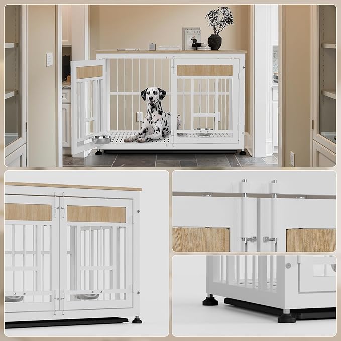 Heavy Duty Dog Crate Furniture for Large Dogs, Decorative Pet House End Table, 42.9 Inch Large Wooden Cage Kennel Furniture Indoor for Medium Dog