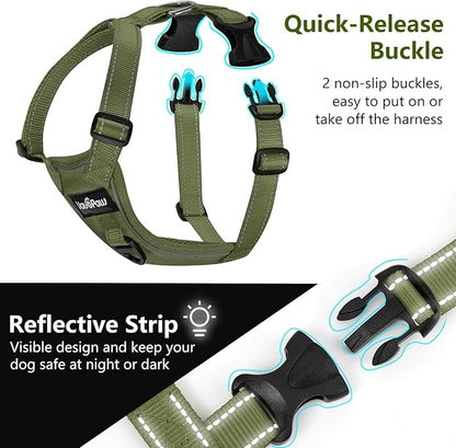 Dog Seat Belt Harness for Car, Dog Car Harness Adjustable Mesh Breathable & Dogs Seatbelt Safety Tether with Elastic Bungee for Small Medium Large Pets(Army Green, XL)