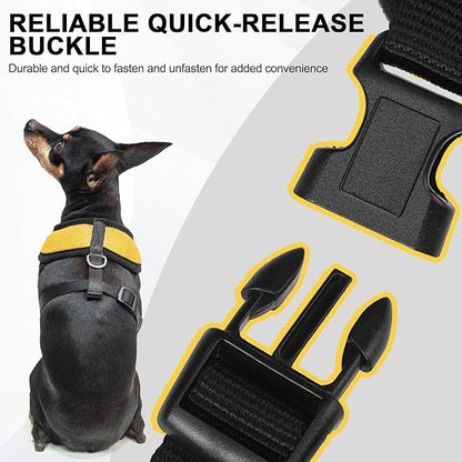 BINGPET No Pull Dog Harness,Soft Mesh Breathable All Weather Vest Harness,Safety Protection Design Durable Adjustable Step-in Easy Walk Dog Harness for Small Medium Large Dogs(Yellow,S)