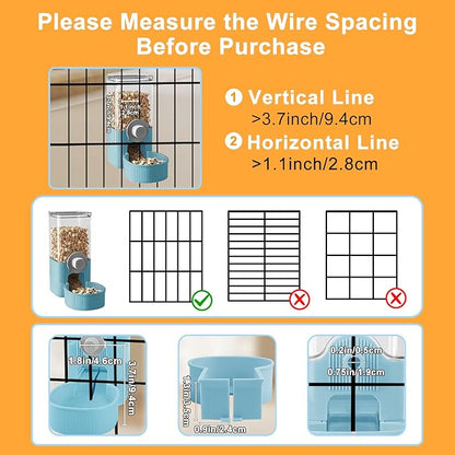 Auto Gravity Food Dispenser for Cage Hanging, 41OZ Capacity Hanging Automatic Pet Cage Feeder, Food Bowl for Cats Dogs Rabbit Ferret Chinchilla Bird Hedgehog Guinea Pig (Blue)