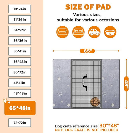 LOOBANI Washable Pee Pads for Dogs, Fast Absorption Reusable Puppy Pads, Waterproof Whelping Mats, Non Slip Training Pet Playpen Mat for Floor, Dog Crate, Grey, 1 Pack 65 x 48 in