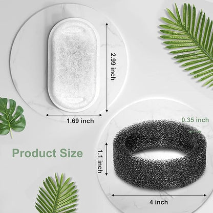 Cat Water Fountain Filters, Compatible with Stainless Steel Pet Fountain 8 Filters with 8 Sponges Replacement Filters for Cat Fountain (8 Filters& 8 Sponges)