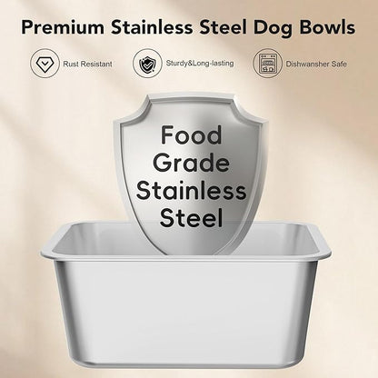 Decflow 10L Stainless Steel Dog Water Bowl, No Spill Anti-Splash Dog Bowls with XXL Silicone Mat, Spill-Proof Slow Feeder for Messy Drinkers, Heavy Duty Pet Bowls for Indoor/Outdoor Use Black