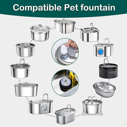 Cat Water Fountain Filters,24 Pack Cat Fountain Replacement Filters for Stainless Steel 67oz/2L Adjustable Water Flow Pet Water Fountain,Dog Water Fountain (12+12 Pack)