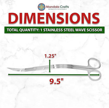 Mandala Crafts Extra Long Stainless Steel Curved Aquarium Scissors for Trimming Aquatic Plants – Wave Aquascape Scissors for Fish Tanks, Hospital Tanks, Goldfish Bowls, Aquariums, and Terrariums