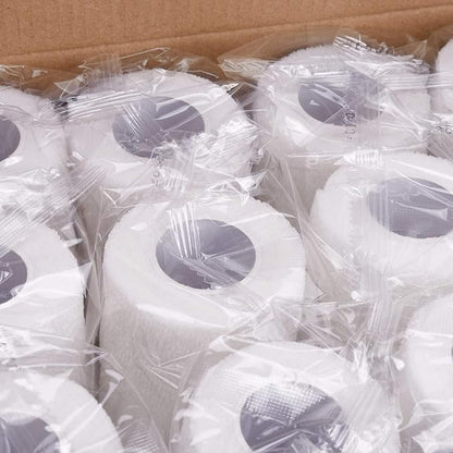 TOBWOLF 12PCS Self Adhering Bandage, 3" x5yd / 7.5cmx4.5m Cohesive Elastic Bandage Wrap Gauze Roll, Breathable Sports Tape, Medical Wrap for Wrist Ankle Knee Leg Sprains Swelling - White